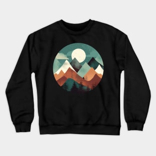 Geometric Flat layered Camping Sporty Design Crewneck Sweatshirt